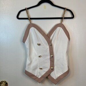 Pink and white with gold chain straps